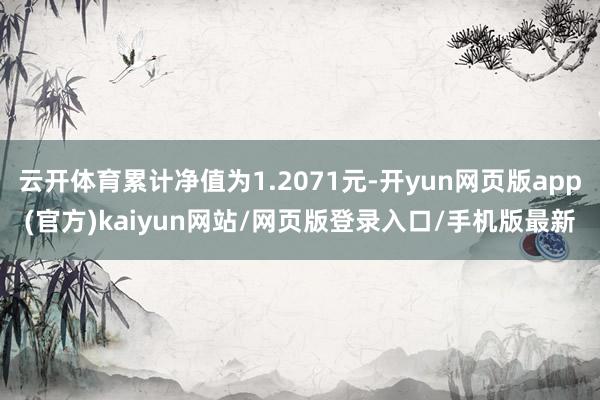 云开体育累计净值为1.2071元-开yun网页版app(官方)kaiyun网站/网页版登录入口/手机版最新